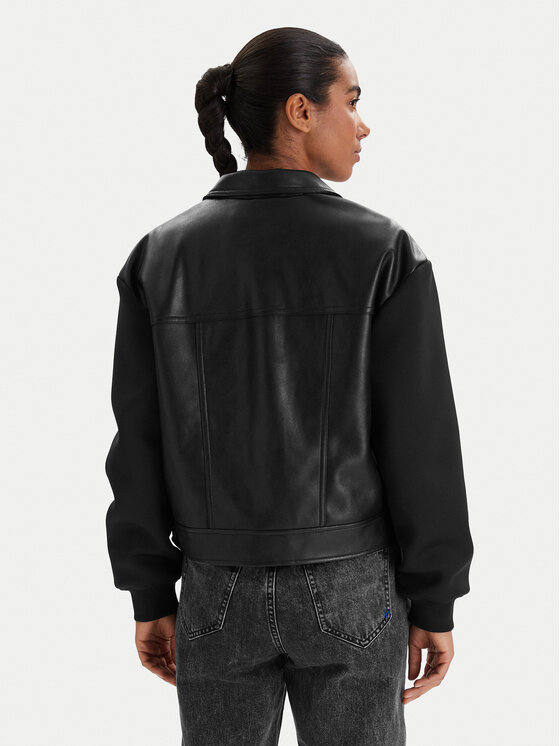 Karl Lagerfeld Jeans Karl Lagerfeld Jeans Bunda z imitácie kože B1W15027 Čierna Regular Fit