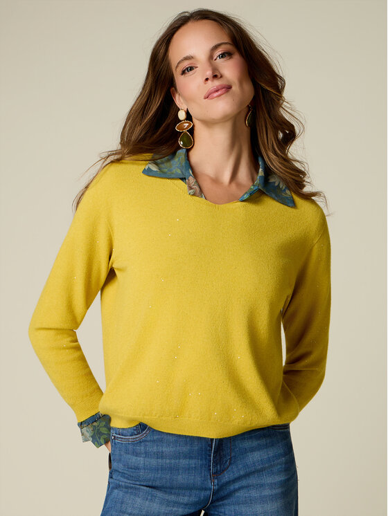 Oltre Oltre Maglione M182E002200N028 Giallo Regular Fit