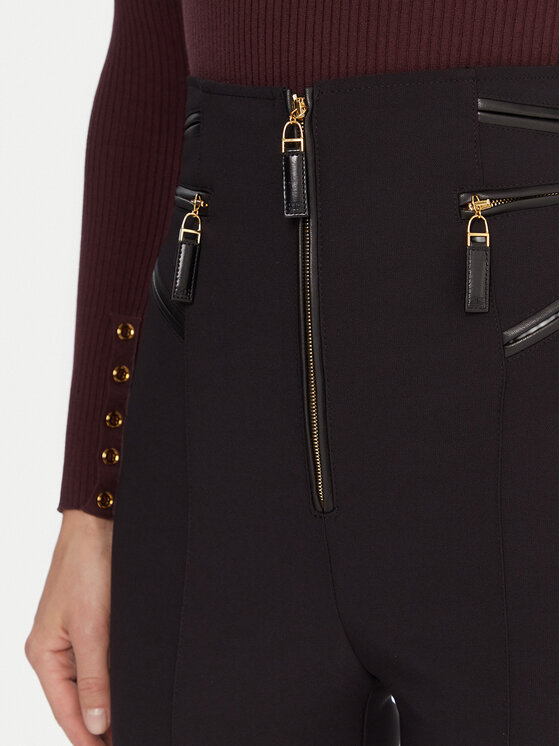 Elisabetta Franchi Elisabetta Franchi Pantaloni di tessuto PA-119-56E2-V440spodnie Nero Regular Fit
