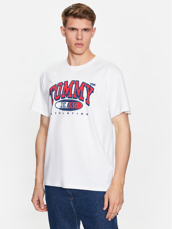 Tommy Jeans T-shirt DM0DM16407 Bijela Relaxed Fit