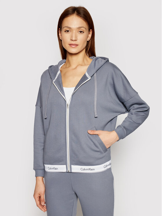Calvin Klein Underwear Bluză Full Zip 000QS6030E Gri Oversize