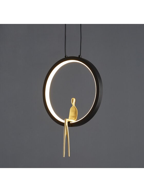 MIAhome MIAhome Lampa wisząca AMICI led czarno złota 27 cm Czarny