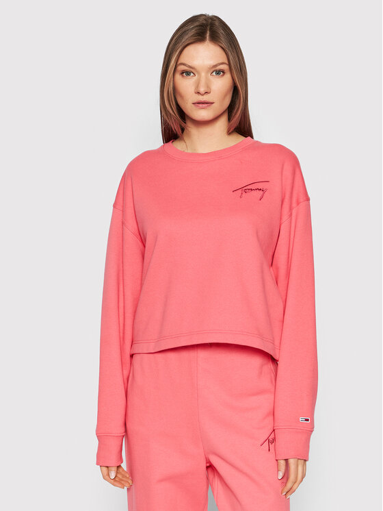 Tommy Jeans Tommy Jeans Bluza Signature Crew DW0DW12041 Różowy Relaxed Fit