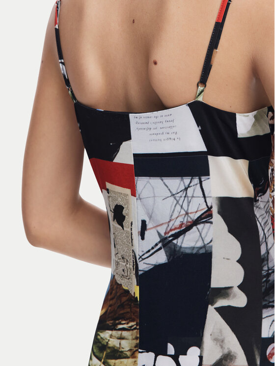 Desigual Desigual Kleid für den Alltag Newspaper Coll 25SWVK40 Bunt Regular Fit