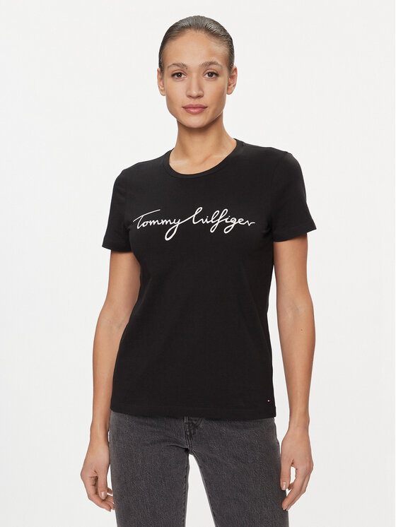 Tommy Hilfiger Tommy Hilfiger T-Shirt Heritage Crew Neck Graphic Tee WW0WW24967 Schwarz Regular Fit