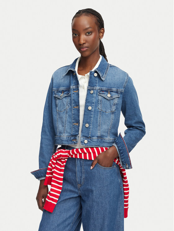 Tommy Jeans Geacă de blugi Trucker DW0DW22898 Albastru Slim Fit