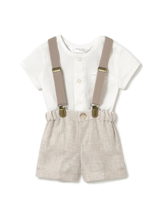 Mayoral Mayoral Completo camicia e pantaloncini 1215 Beige Regular Fit