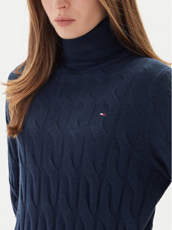 Tommy Hilfiger Tommy Hilfiger Kootud kleit WW0WW46429 Tumesinine Slim Fit