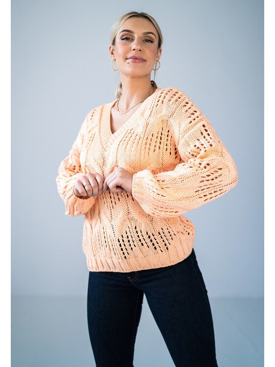 FIGL FIGL Sweter M910 Pomarańczowy Oversize