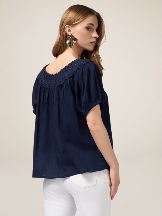 Oltre Oltre Blusa 2465J000696N034 Blu Baggy Fit