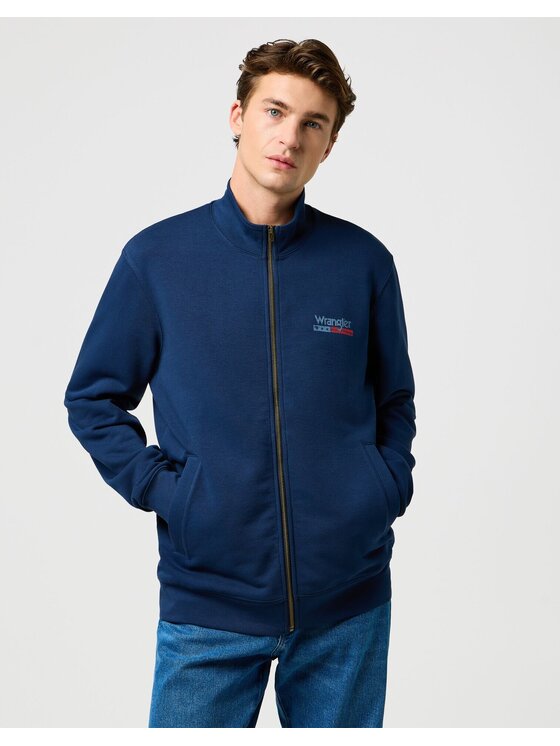 Wrangler Wrangler Bluza FUNNEL NECK ZIP Niebieski Regular Fit