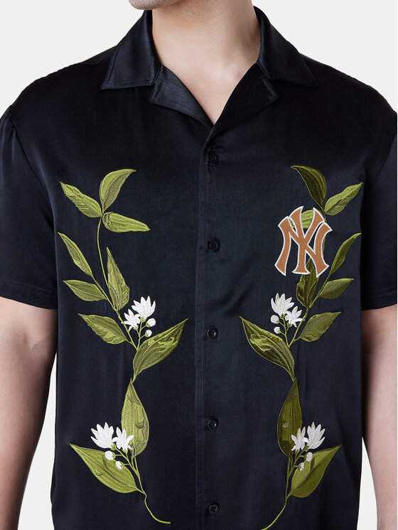 New Era New Era Košeľa New York Yankees Floral Revere 60596374 Čierna Regular Fit