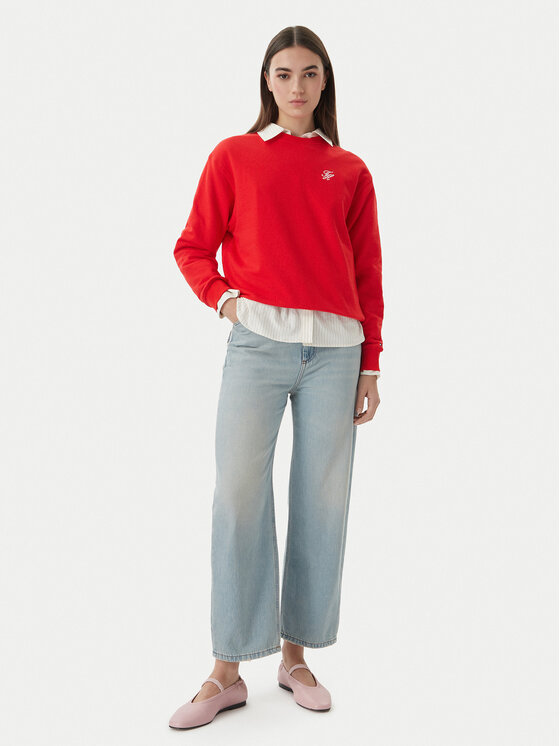 Tommy Hilfiger Tommy Hilfiger Bluza Logo Embroidery WW0WW48724 Czerwony Relaxed Fit