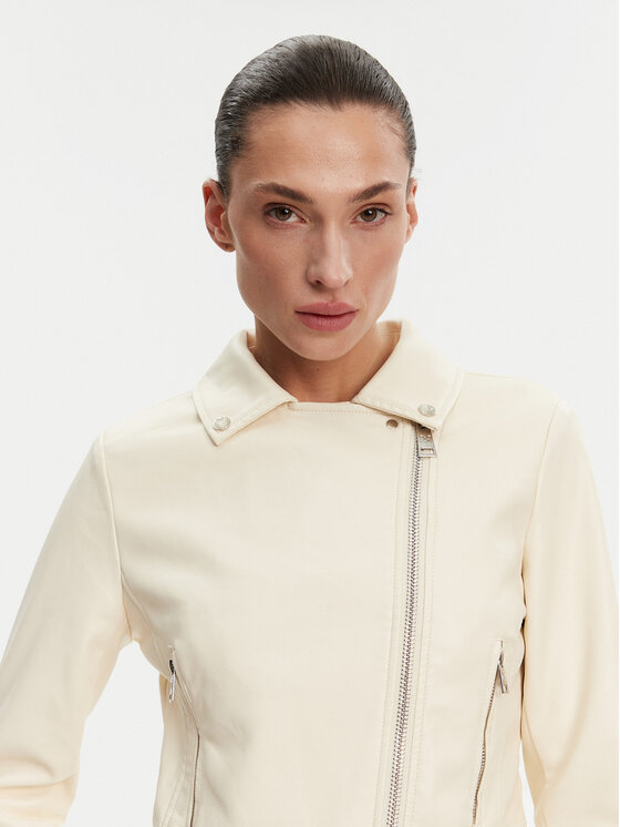 Rinascimento Rinascimento Geacă din imitație de piele CFC0119619003 Écru Regular Fit