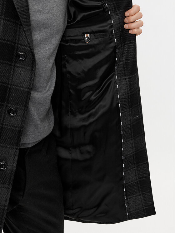 BOSS Boss Płaszcz wełniany H-Hyde-C-224 50502270 Czarny Regular Fit