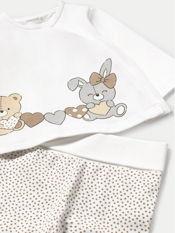 Mayoral Mayoral Set de bluză și pantaloni cu botoșei 1588 Alb Regular Fit