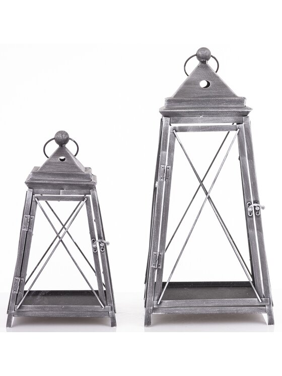 MIAhome MIAhome Lampion metalowy 2 szt. Varela Szary