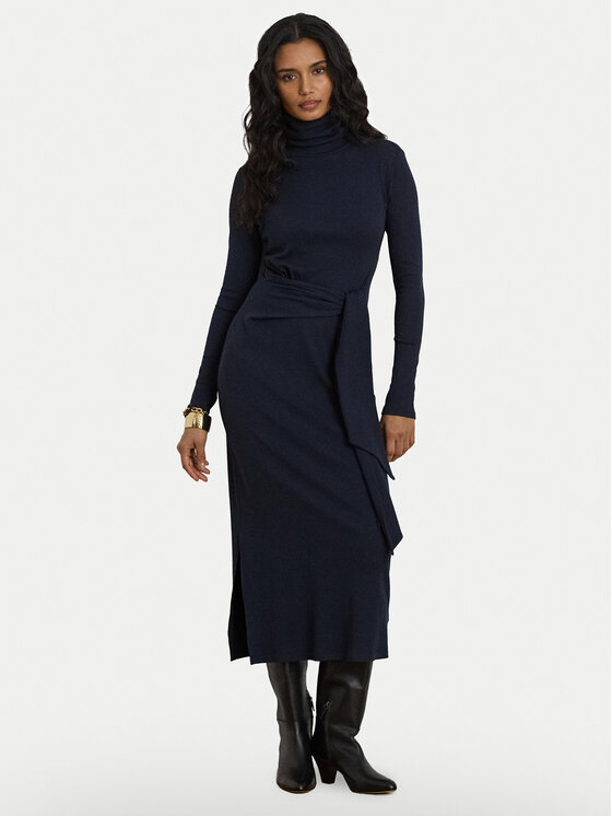 LAUREN RALPH LAUREN LAUREN RALPH LAUREN Плетена рокля 200980028008 Тъмносин Slim Fit