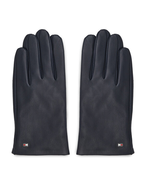 Tommy Hilfiger Pánske rukavice Essential Flag Leather Gloves AM0AM11482 Tmavomodrá