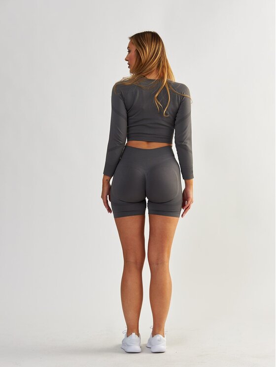 BeShaped BeShaped Longsleeve Sportowy Power Up! Szary Shaping Fit