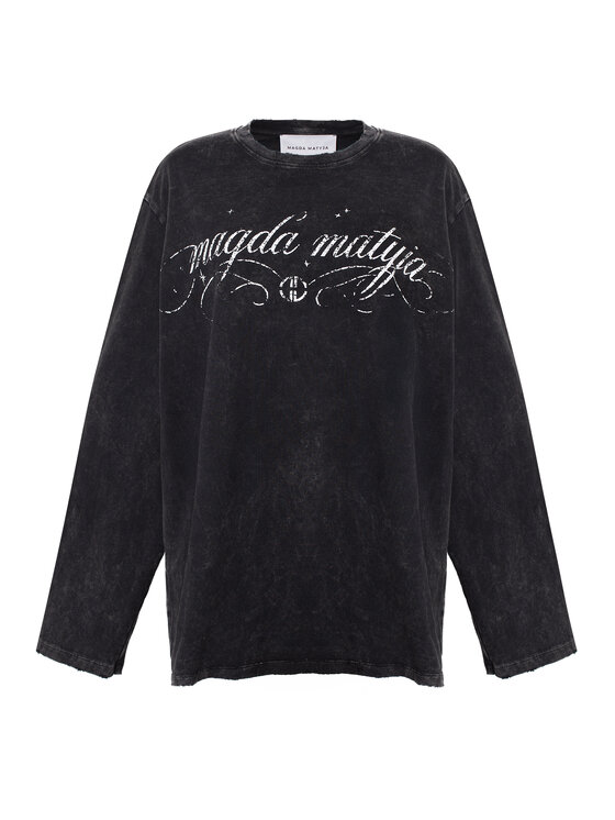 Magda Matyja Magda Matyja Bluzka ALEX LONGSLEEVE GREY Czarny Loose Fit