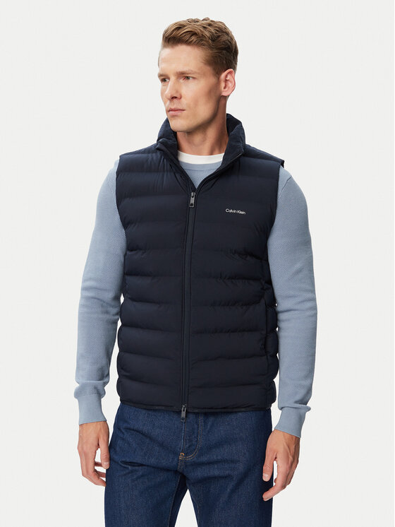 Calvin Klein Vestă elegantă Classic LV04LG504G Bleumarin Classic Fit