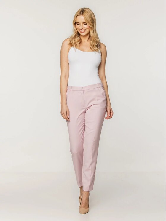 Willsoor Willsoor Komplet bluza i spodnie materiałowe 67938 Różowy Slim Leg