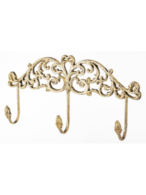 MIAhome MIAhome Wieszak ścienny metalowy 19,5x38x6 cm GANSO potrójny Złoty
