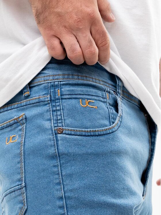 Urban City Urban City Jeansy Spodnie Jeansowe Męskie Jasne Niebieskie UrbanCity Pocket Logo 38 Niebieski Regular Fit