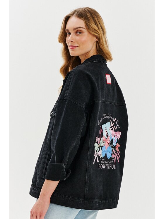 NAOKO NAOKO Džínsová bunda Bow-Tiful Čierna Regular Fit