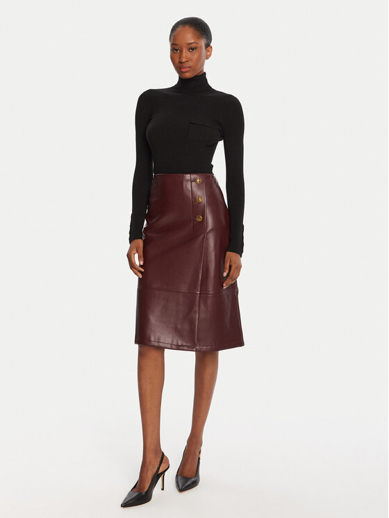TWINSET TWINSET Dirbtinės odos sijonas 252TP2233 Vyšninė Regular Fit