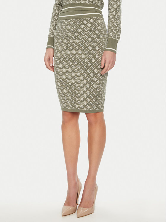 Guess Guess Pouzdrová sukně W4BD53 Z37K0 Zelená Regular Fit