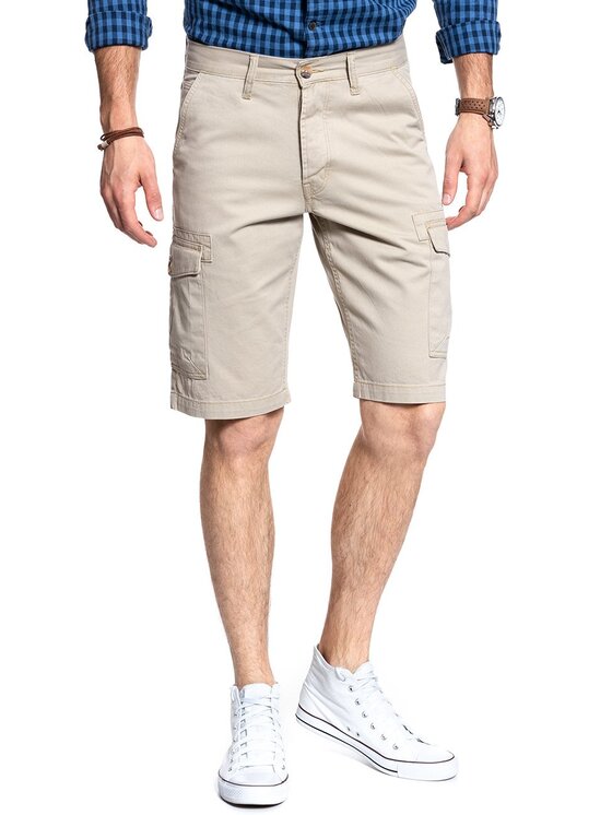 Wrangler Wrangler Szorty jeansowe CARGO SHORTS Beżowy Regular Fit