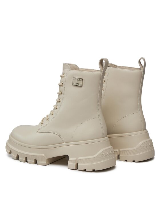 Tommy Jeans Tommy Jeans Trapery Tjw Chunky Leather Boot EN0EN02503 Beżowy