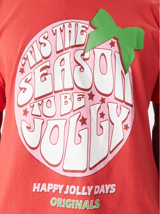 Jack & Jones Jack&Jones Marškinėliai Holiday Cartoon 12287550 Raudona Relaxed Fit