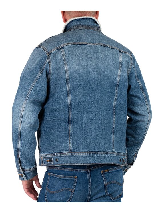 Lee Lee Kurtka jeansowa SHERPA JACKET Niebieski Regular Fit