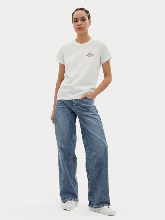 Lee Lee Футболка Small Logo 112350196 Écru Regular Fit