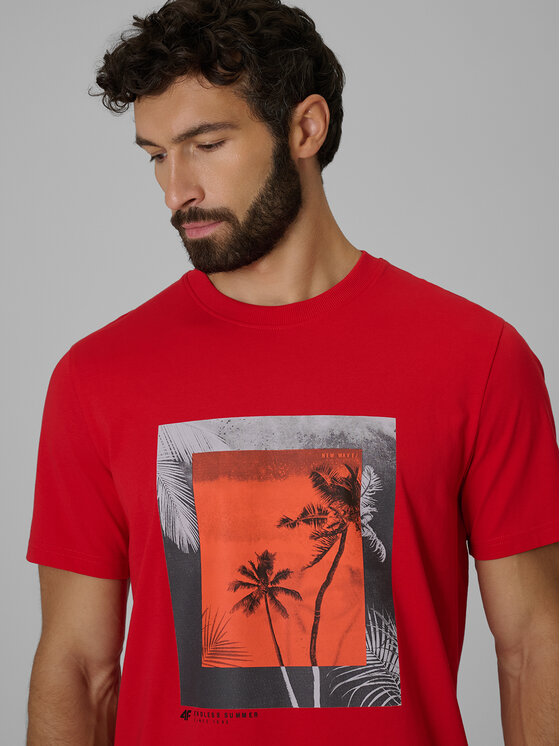 4F 4F T-Shirt BEACHWEAR Czerwony Regular Fit