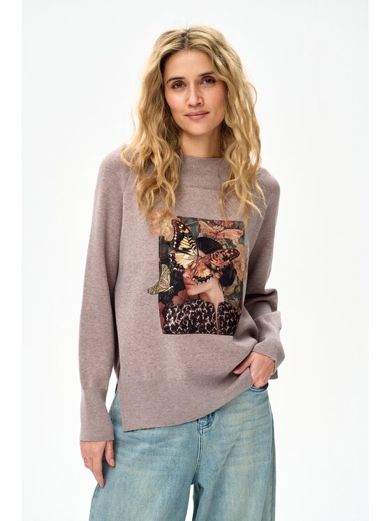 blue shadow blue shadow Sweter Xaxa Beżowy Regular Fit