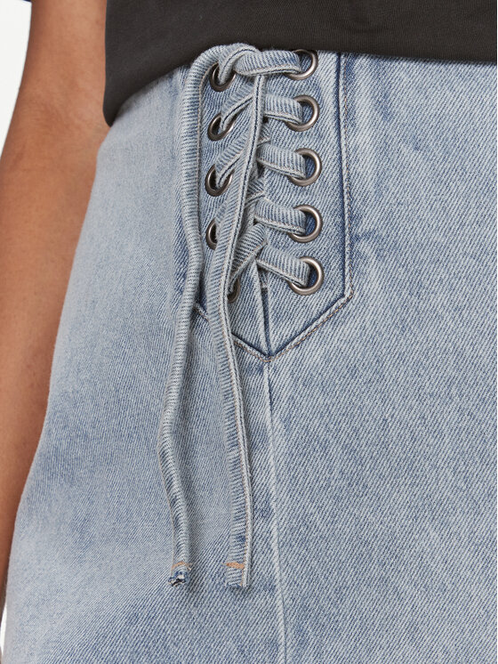 ROTATE ROTATE Φούστα τζιν Denim Laced Mini 1120101468 Μπλε Regular Fit