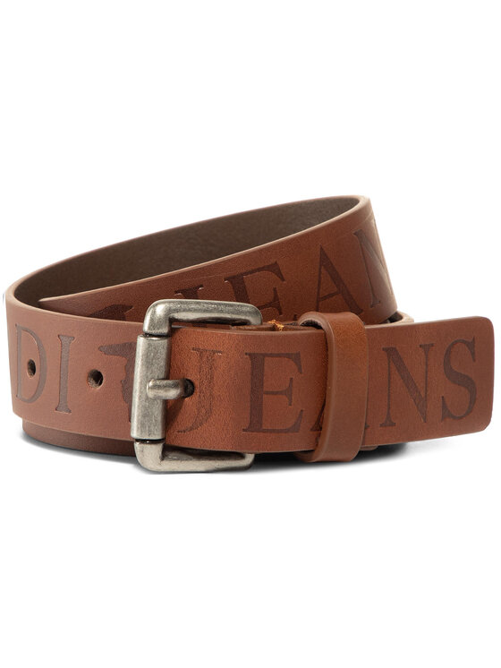 Trussardi Trussardi Jeans Чоловічий ремінь Belt Leather Maxi Logo Embossed 71L00122 Коричневий