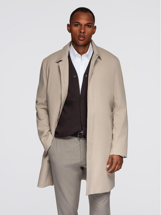 Ombre Ombre Płaszcz zimowy OM-COLC-0144 Beżowy Regular Fit