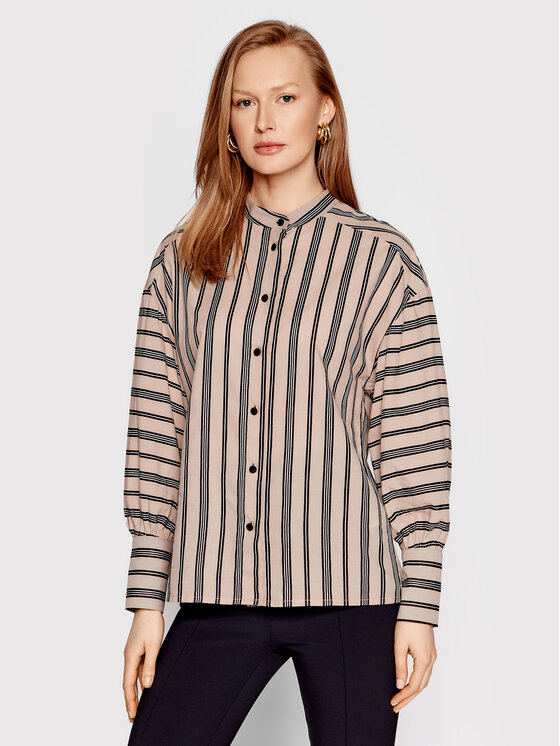 Sisley Sisley Camicia 5EPALQ005 Beige Relaxed Fit