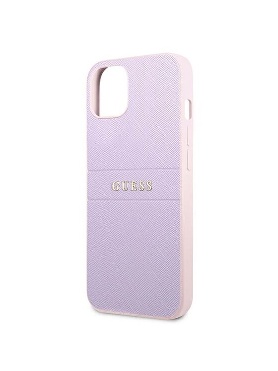 Guess Guess Etui na telefon Saffiano Hot Stamp & Metal Logo Fioletowy