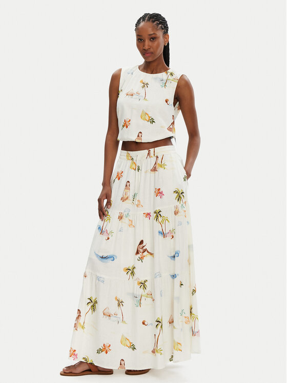 Seafolly Seafolly Spódnica maxi Isla Palm 55397-SK Écru Regular Fit