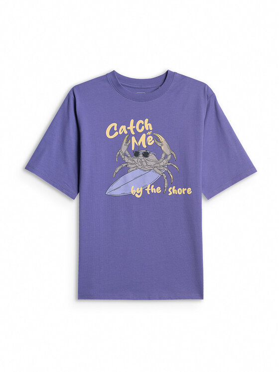 4F 4F T-Shirt WAVE RIDERS CLUB Fioletowy Loose Fit