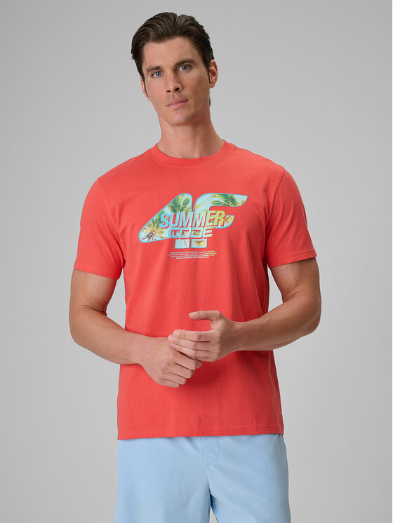 4F 4F T-Shirt SUMMER CODE Koralowy Regular Fit