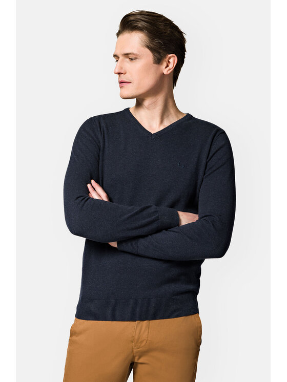 Lancerto Lancerto Sweter Harrison SW073123000007 Granatowy Slim Fit
