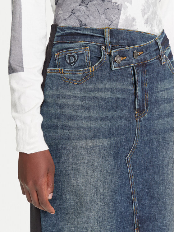 Desigual Desigual Дънкова пола Twisted 25WWFD03 Тъмносин Regular Fit