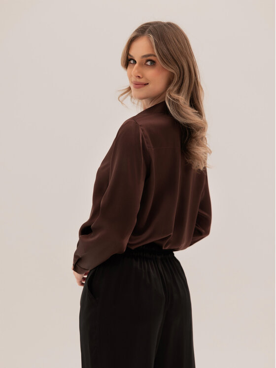 Cat&Cat Cat&Cat Košile jedwabna Hnědá Regular Fit